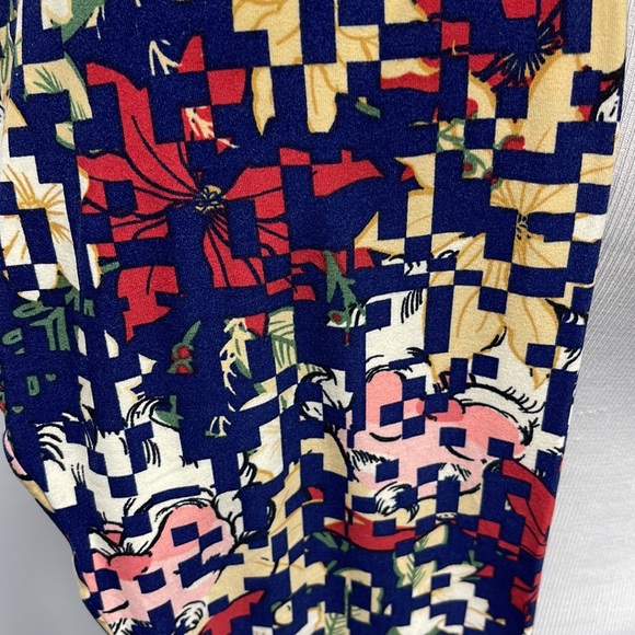 LuLaRoe New TC2 Digital Santa Claus Poinsettia Christmas Leggings NWT - Picture 3 of 8